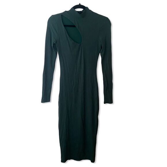 Remi x Revolve Lori dress midi cut out stretch knit Forrest green NWT Sz XS - Picture 5 of 11